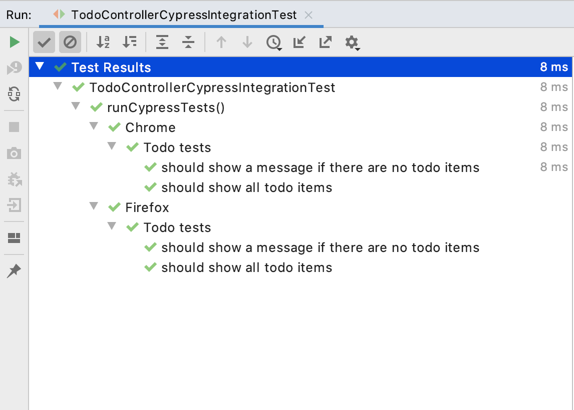 intellij test results multiple browsers