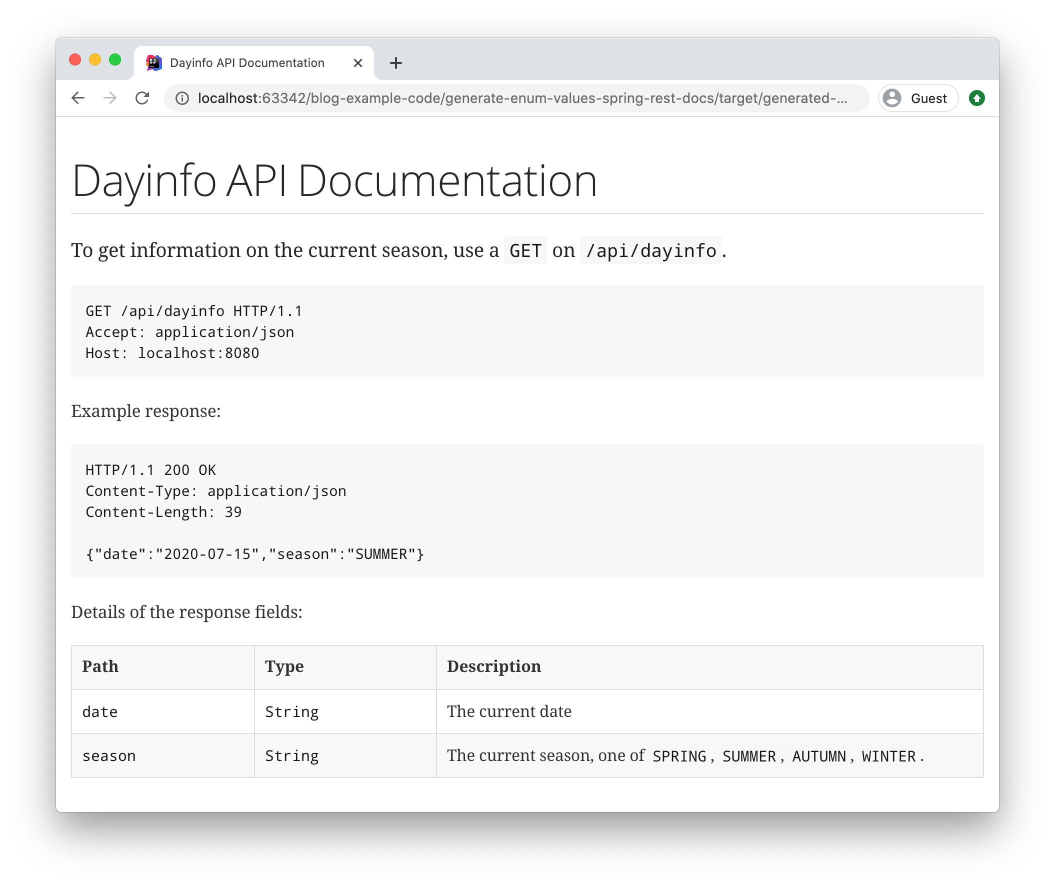 dayinfo api documentation