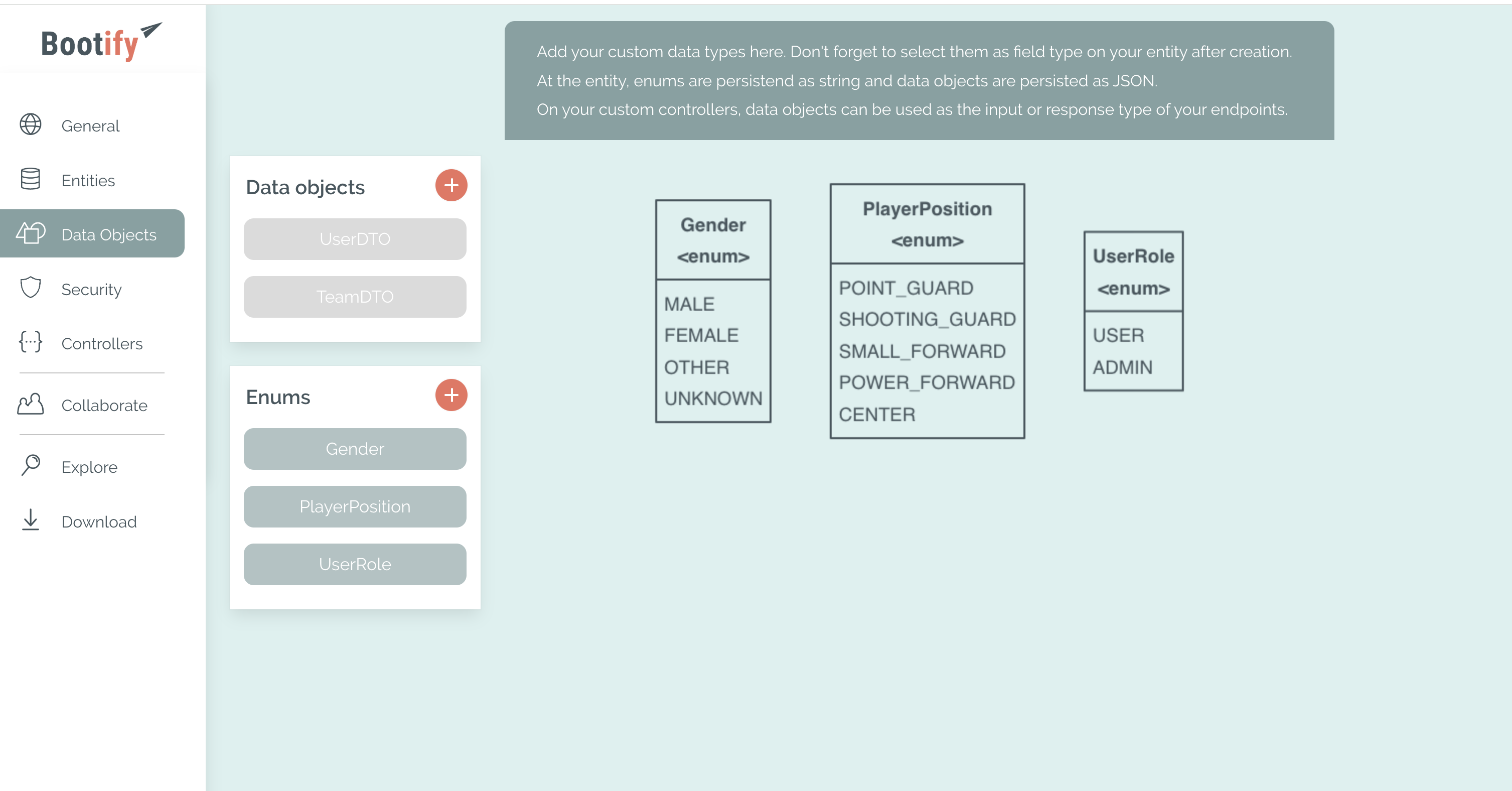 bootify   data objects