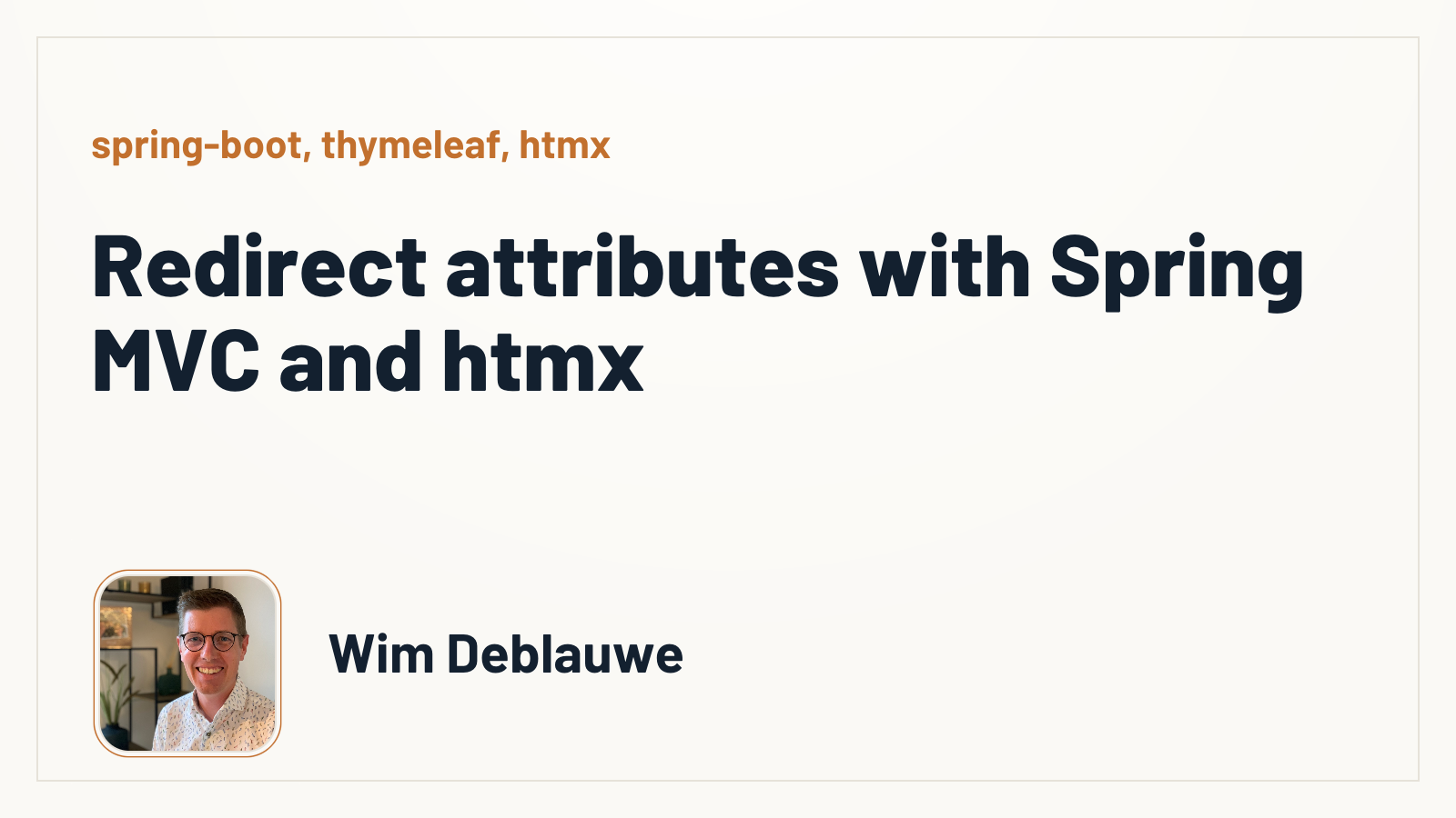 Redirect attributes with Spring MVC and htmx - Wim Deblauwe